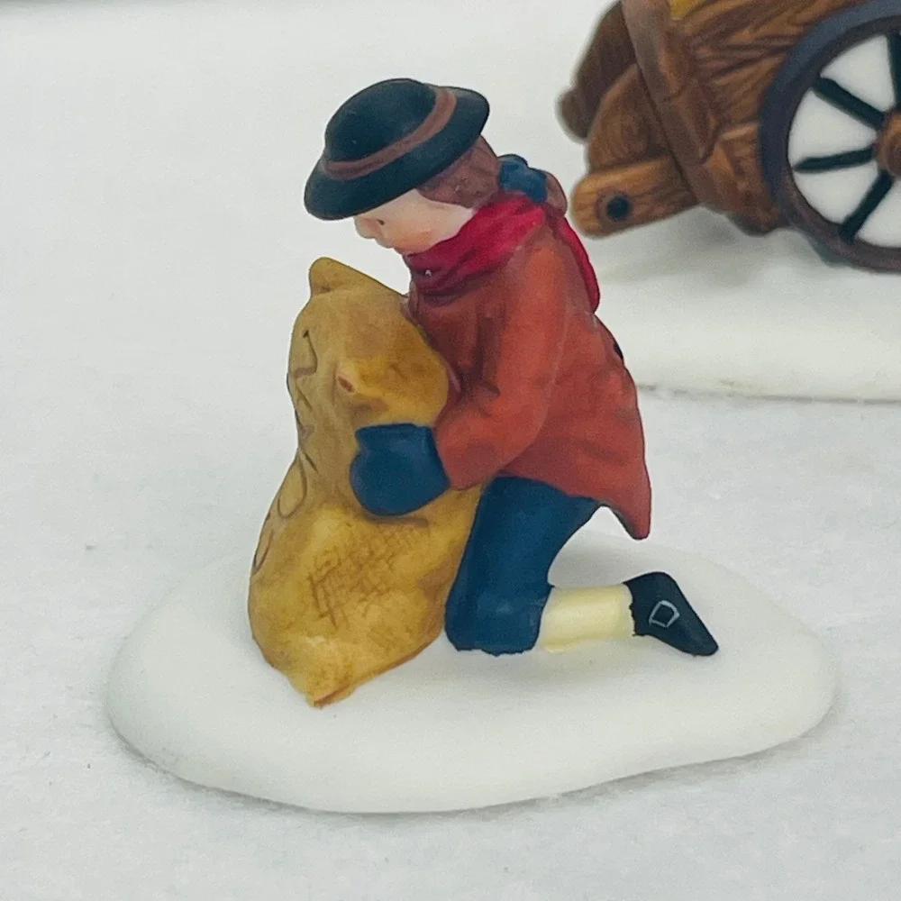 Dept 56 Heritage Village Harvest Seed Cart Set of 3 Porcelain Figures 5645-6